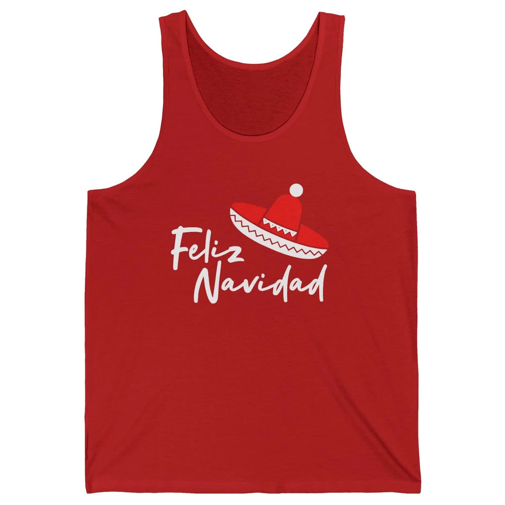 Funny Feliz Navidad Spanish Christmas Mexican Sombrero Gift Unisex Jersey Tank