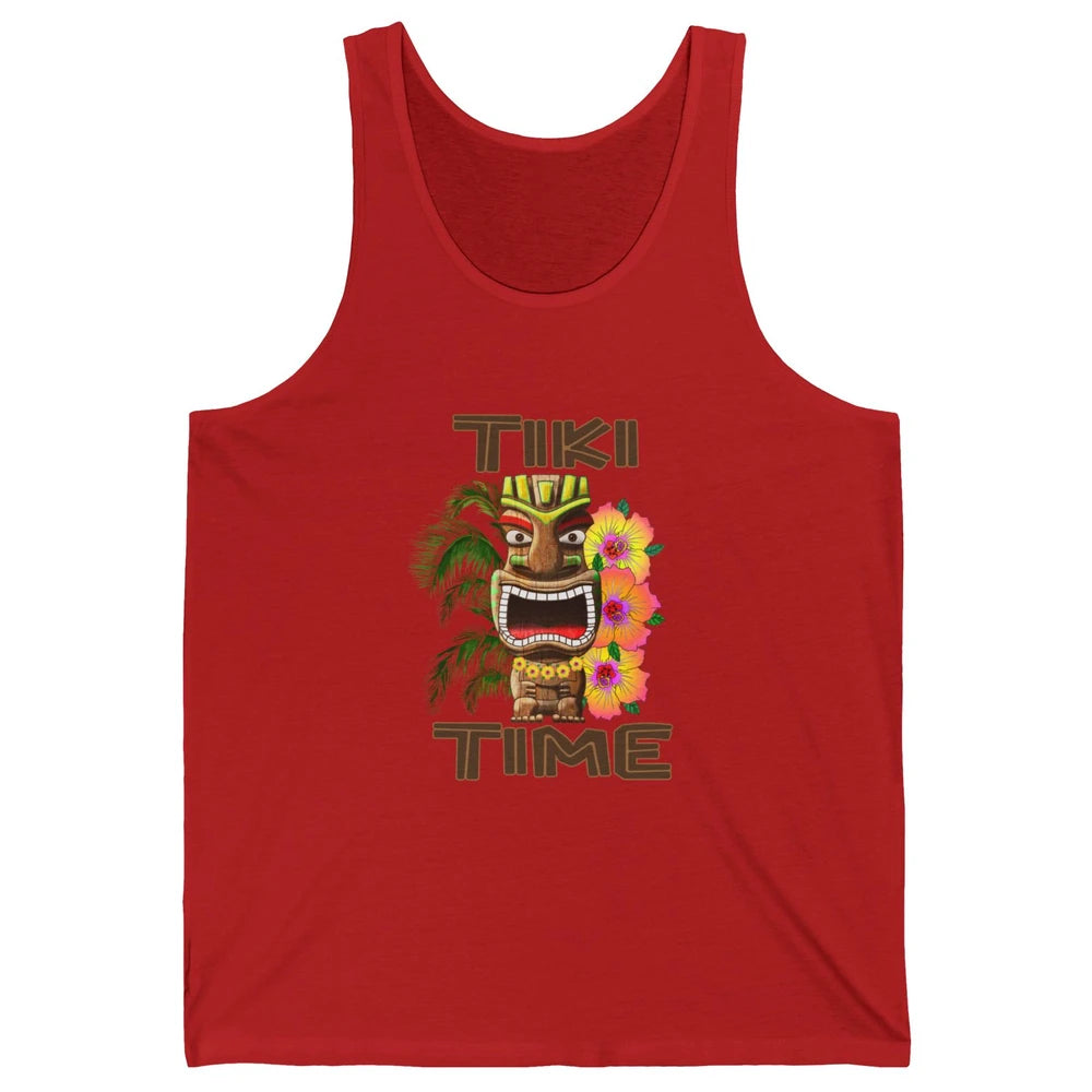 Aloha Flower Luau Tiki Time Hawaii Palm Tree Paradise Beach Unisex Jersey Tank