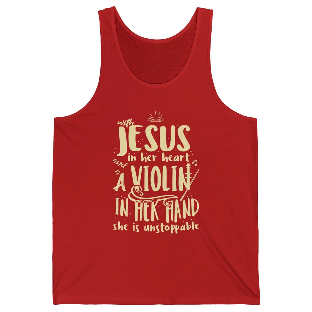 With Jesus Violin Player Retro Violinist Musical Instrument Unisex Jersey Tank