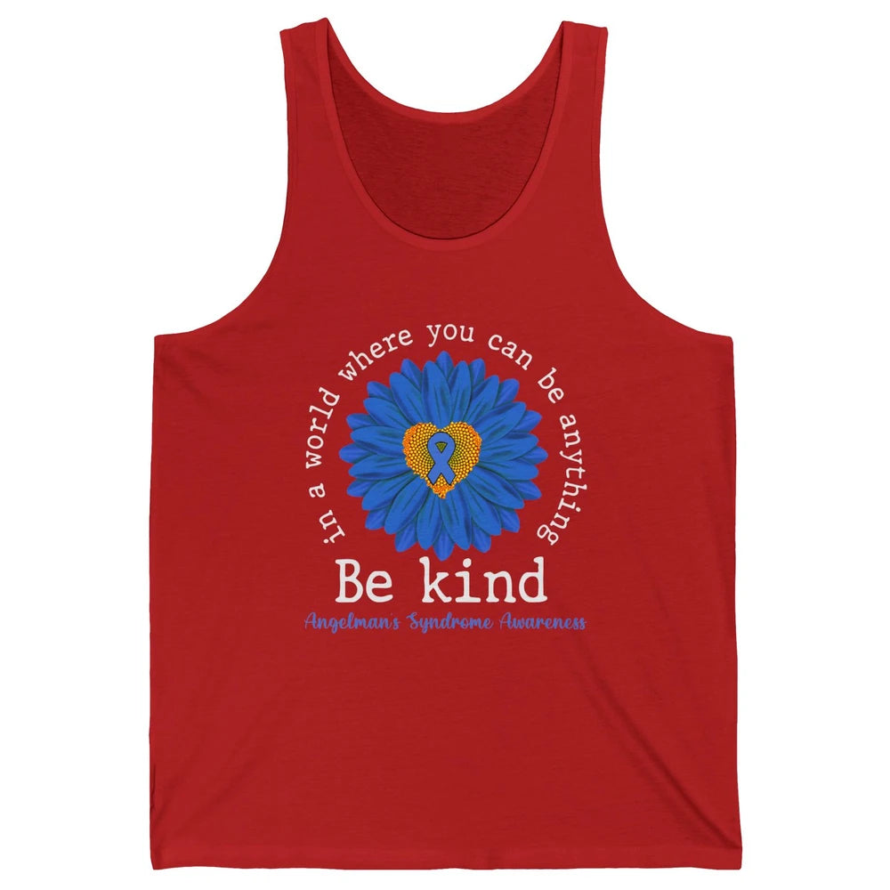 Angelman's Syndrome Awareness Blue Ribbon Sunflower Be Kind Unisex Jersey Tank