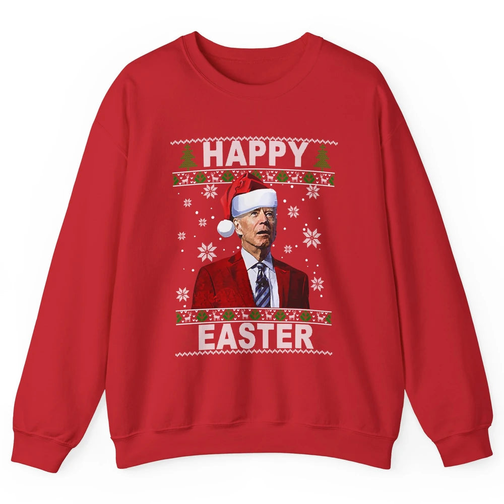 Funny Biden Santa Hat Happy Easter Anti Biden Christmas Unisex Crewneck Sweatshirt