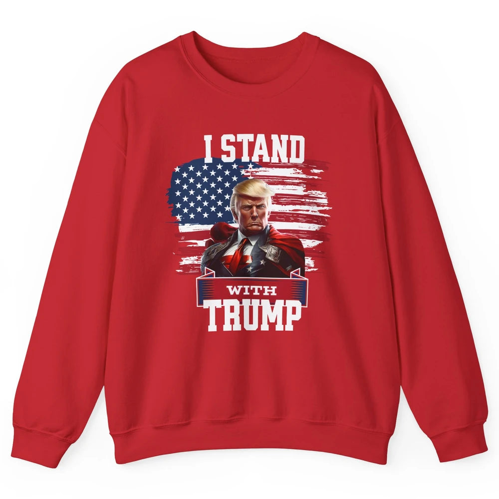 Retro US Flag I Stand With Donald Trump Return 2024 Patriot Unisex Crewneck Sweatshirt