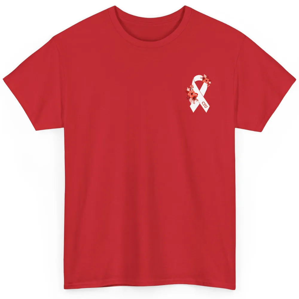 Chronic Idiopathic Urticaria Awareness Red White Ribbon Classic Unisex T-Shirt