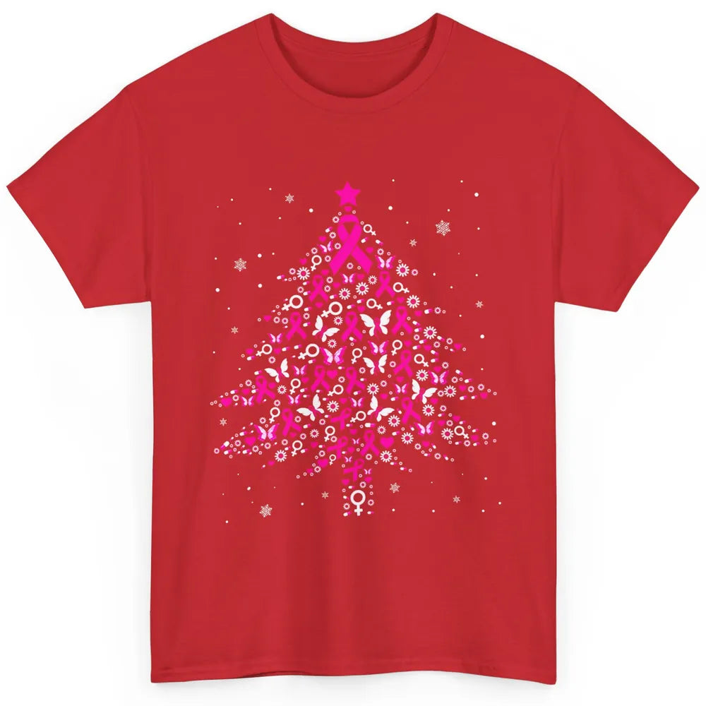 Breast Cancer Pink Ribbon Xmas Tree Breast Cancer Christmas Classic Unisex T-Shirt