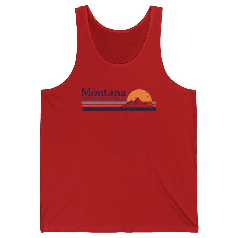 Vintage Montana Mountains Are Calling Camping Hiking Outdoor Unisex Jersey Tank