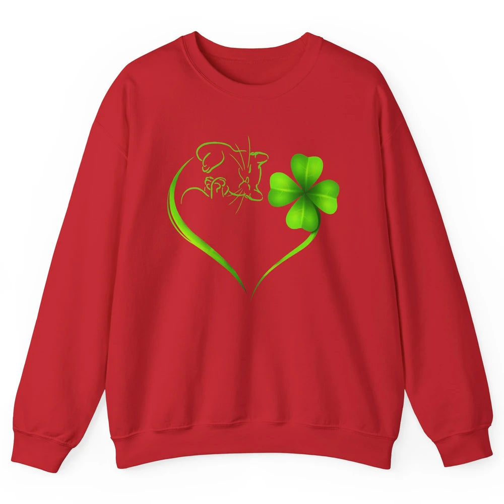 St Patricks Day Cat Shamrock Heart Go Lucky St Paddy Day Unisex Crewneck Sweatshirt