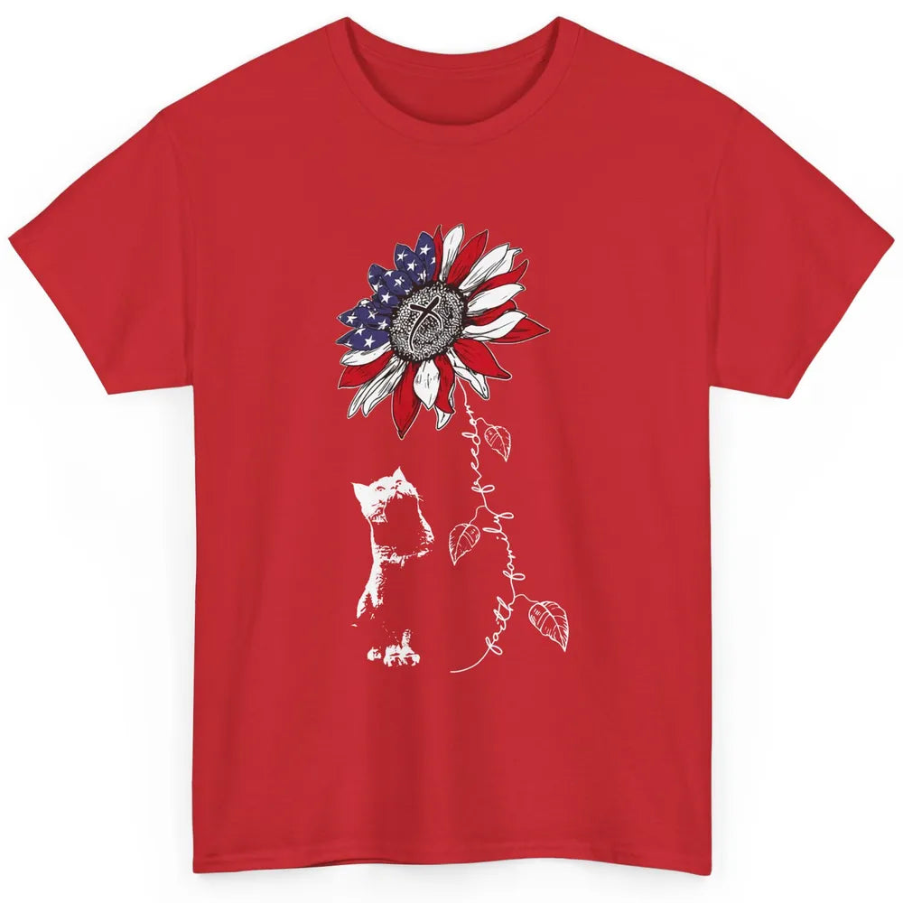 Cat Sunflower 4th Of July Patriotic Faith Family Freedom Classic Unisex T-Shirt