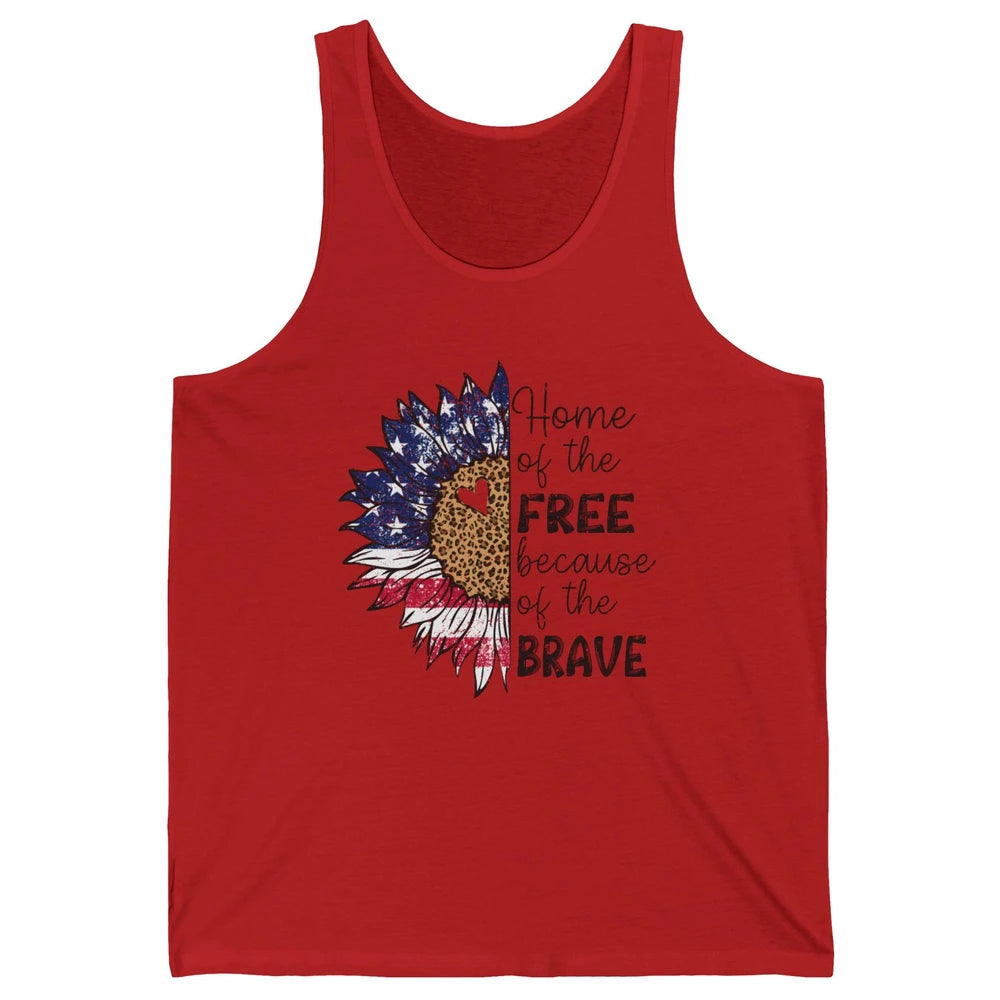 Sunflower 4th Of July Home Of The Free Because Of The Brave Unisex Jersey Tank