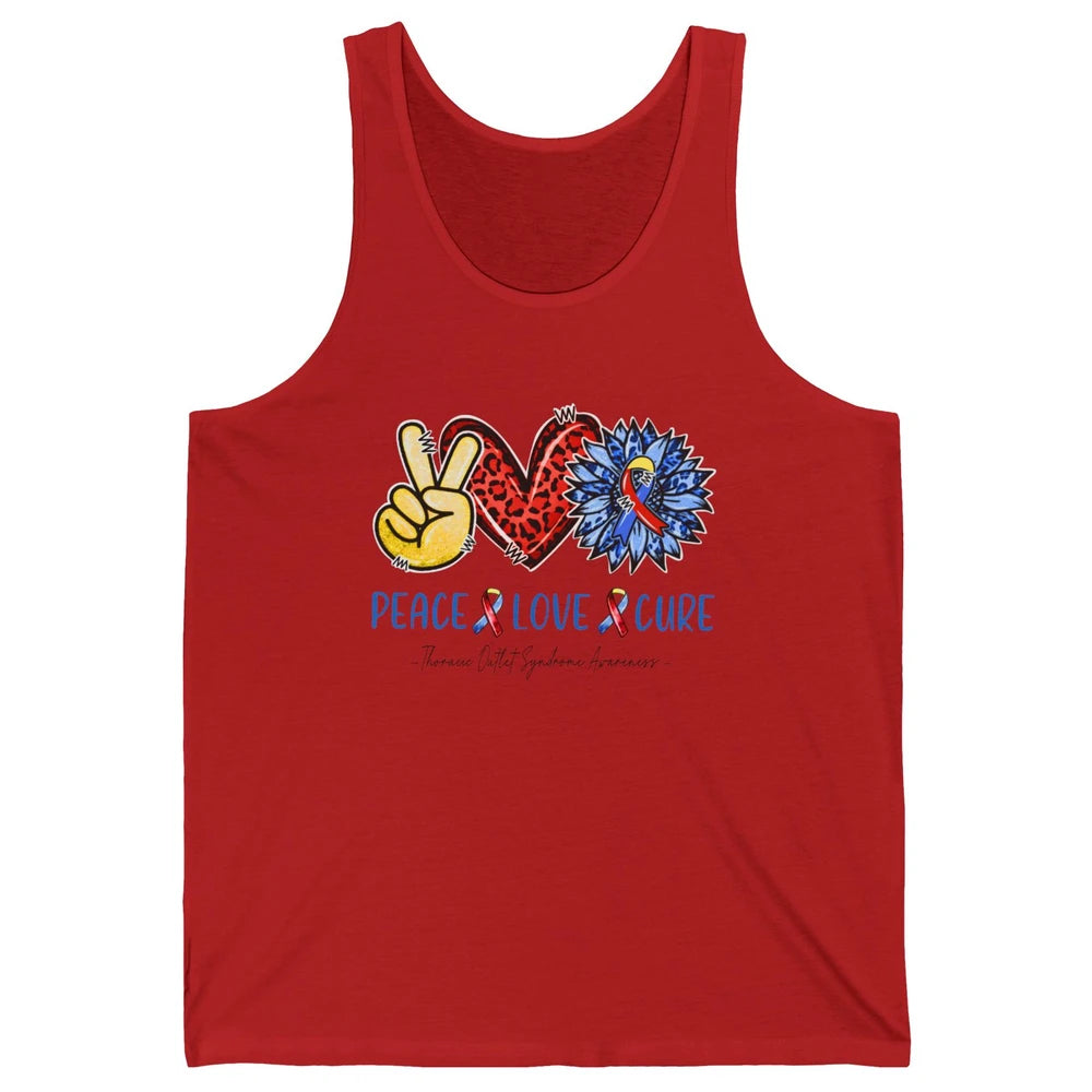 Thoracic Outlet Syndrome Awareness Peace Love Cure Sunflower Unisex Jersey Tank