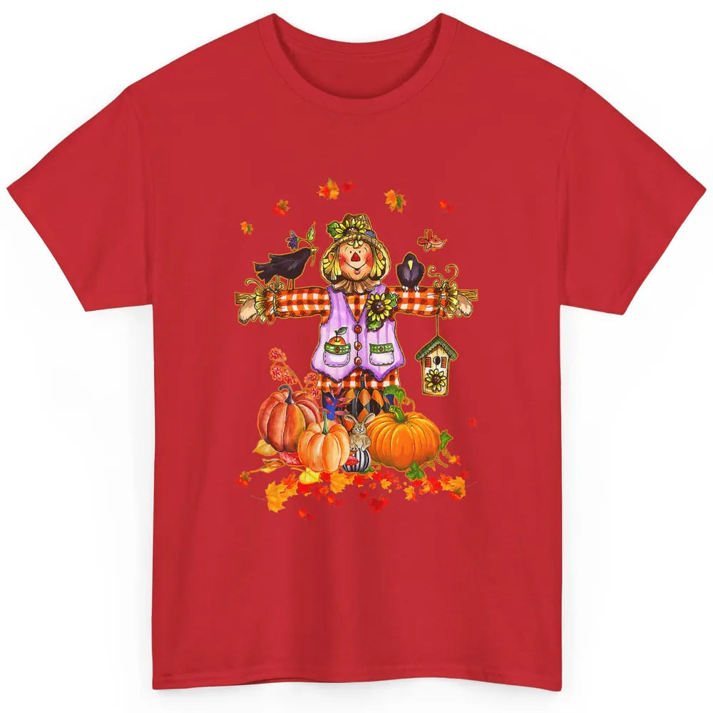 Scarecrow Autumn Hello Fall Pumpkin Thanksgiving Halloween Classic Unisex T-Shirt