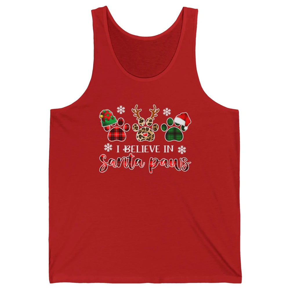 Merry Christmas Dog Paw Leopard Buffalo Plaid Xmas Santa Hat Unisex Jersey Tank