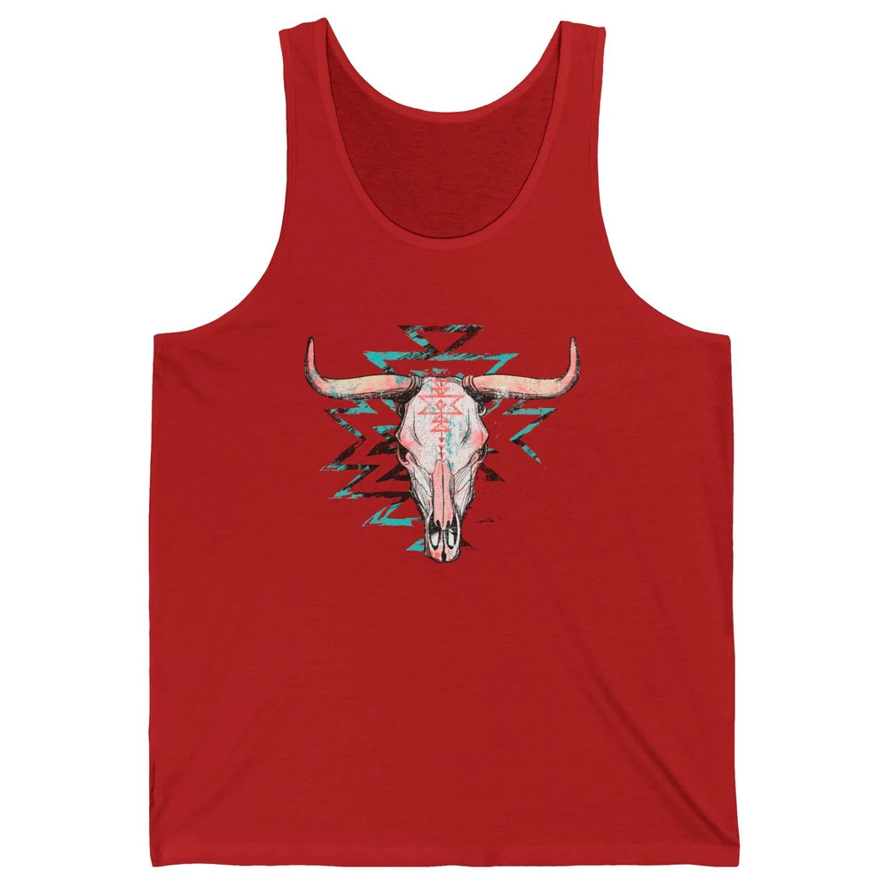 Boho Bull Skull Aztec Rodeo Desert Spirit Western Country Unisex Jersey Tank