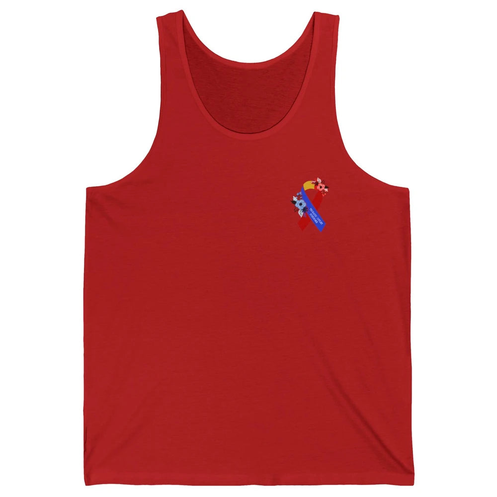 Thoracic Outlet Syndrome Awareness Floral Blue Red Ribbon Unisex Jersey Tank