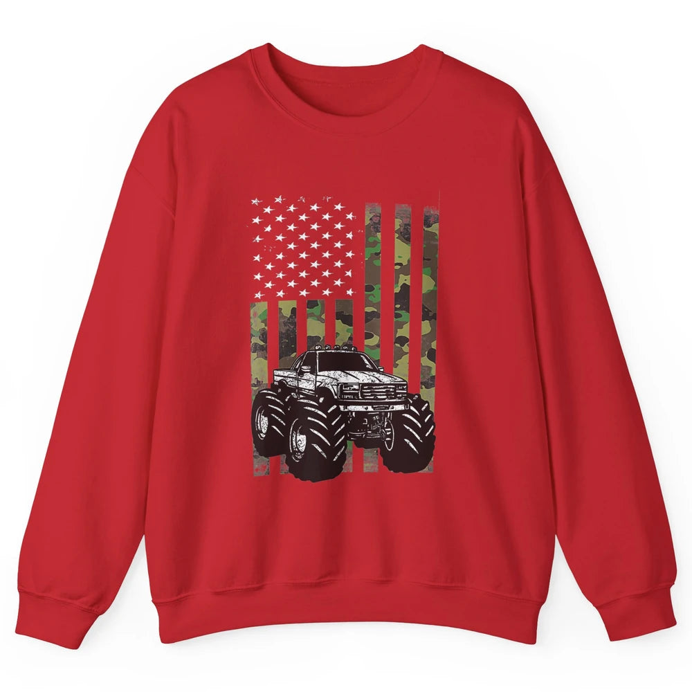 Truck Camo Flag Mud Ride Retro UTV SXS Racer Four Wheeler Unisex Crewneck Sweatshirt