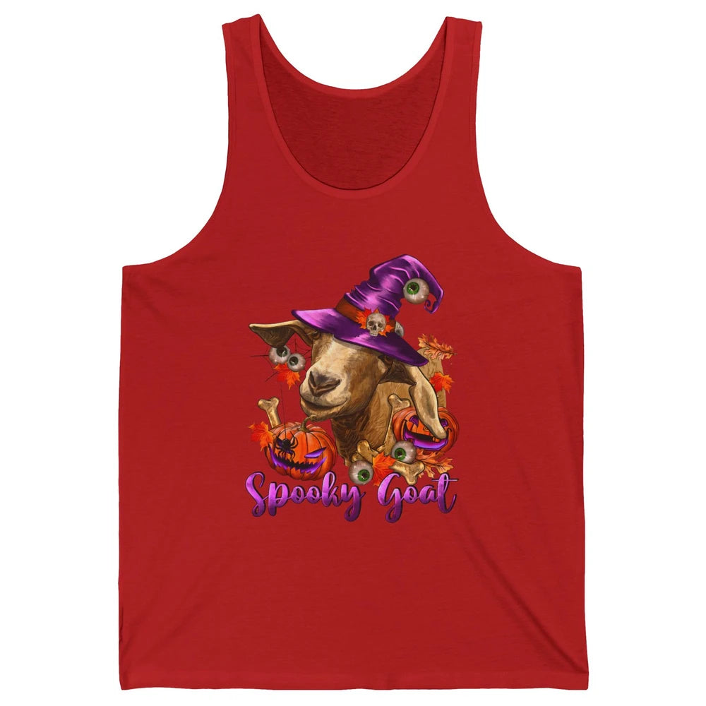 Funny Goat Witch Pumpkin Fall Leaves Halloween Goat Mom Unisex Jersey Tank