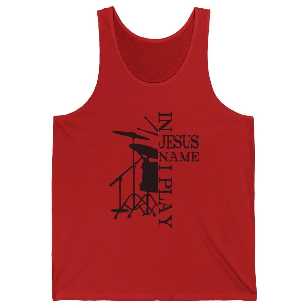 Vintage Drums In Jesus Name I Play Drumming Lovers Drummers Unisex Jersey Tank