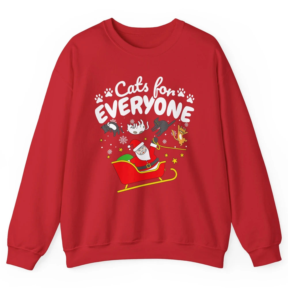 Merry Christmas Funny Cat For Everyone Santa Claus Reindeer Unisex Crewneck Sweatshirt