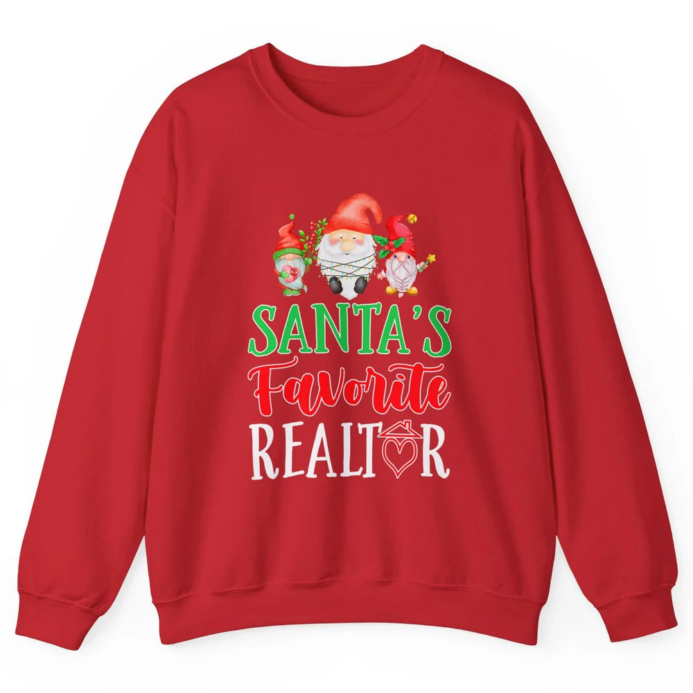 Christmas Xmas Gnomes Santa Favorite Realtor Real Estate Unisex Crewneck Sweatshirt