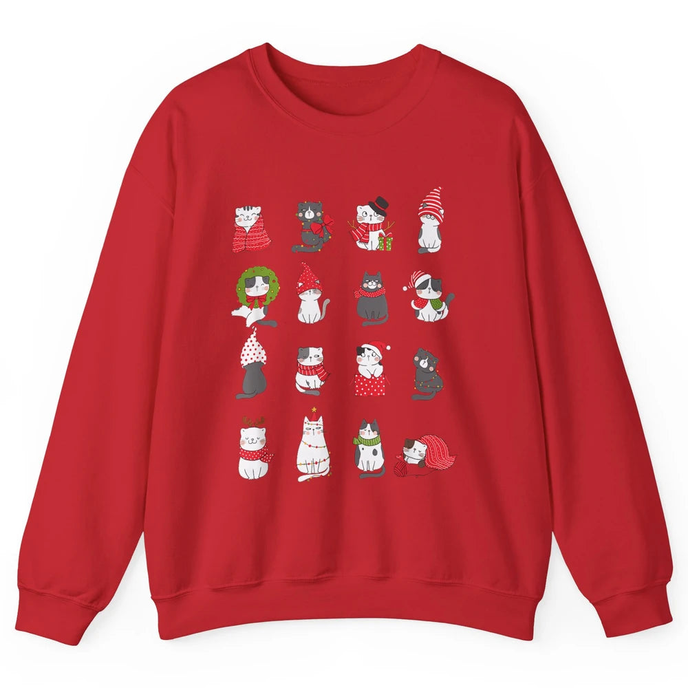 Merry Christmas Meowy Cat Cute Santa Hat Kitten Xmas Kawaii Unisex Crewneck Sweatshirt