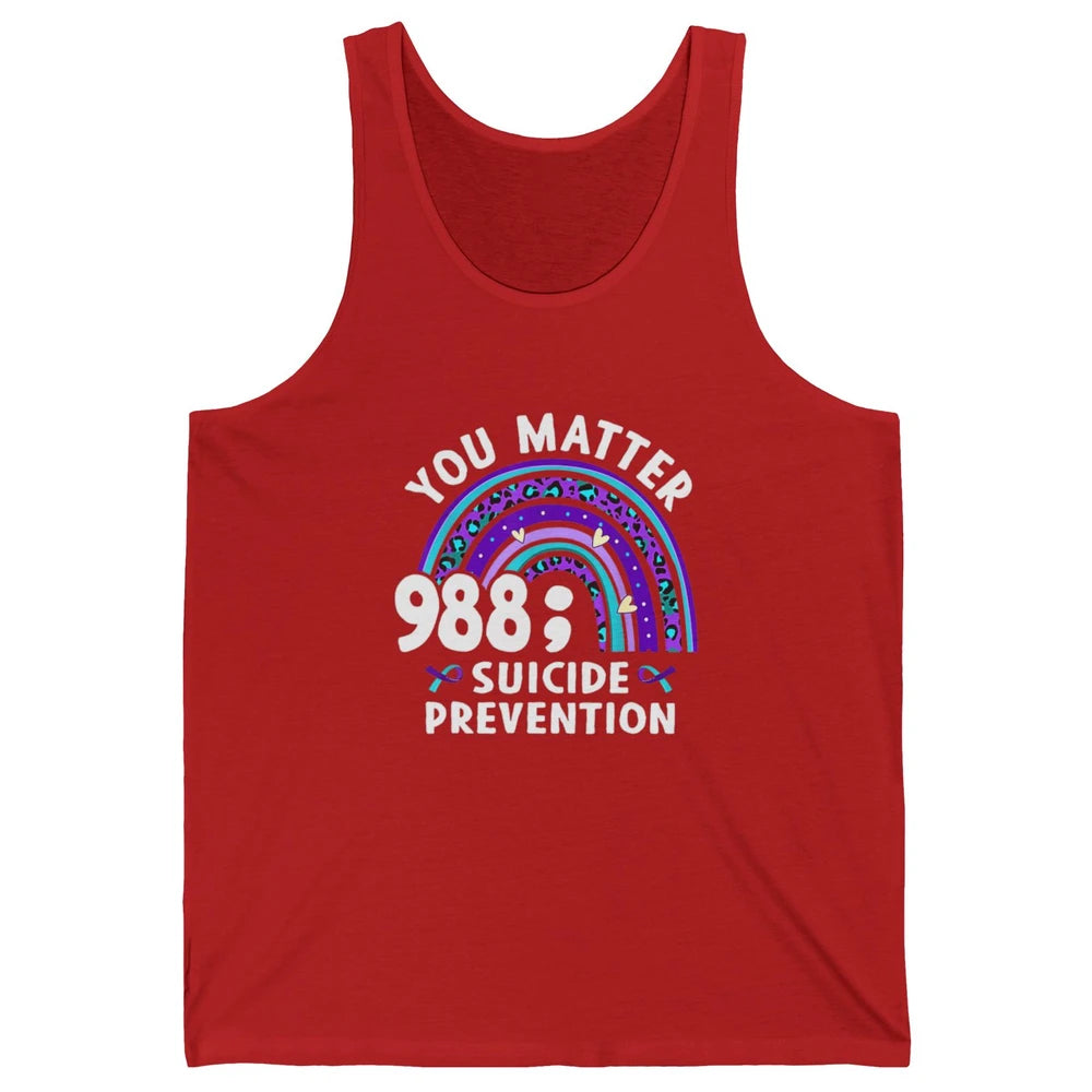 Suicide Prevention Month Hotline Semicolon Rainbow Warrior Unisex Jersey Tank