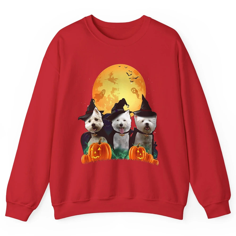 Westie Witch Pumpkin Jack-o-lantern Halloween Dog Mom Gift Unisex Crewneck Sweatshirt