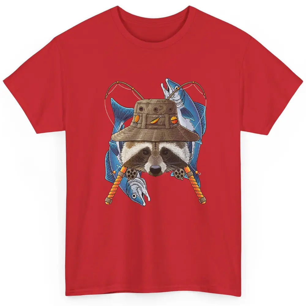 Fishing Raccoon Outdoor Fisherman Animal Vintage Fish Reels Classic Unisex T-Shirt