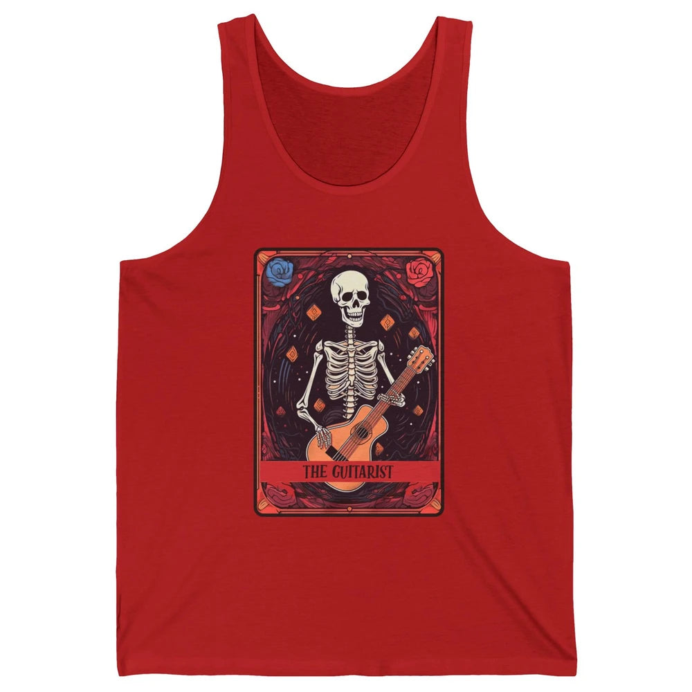 Retro Skeleton Musician The Guitarist Tarot Card Halloween Unisex Jersey Tank