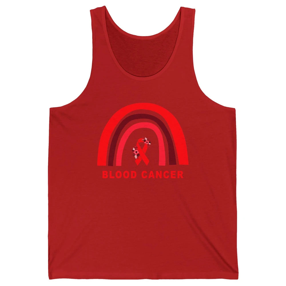 Blood Cancer Awareness Floral Red Ribbon Cute Rainbow Unisex Jersey Tank