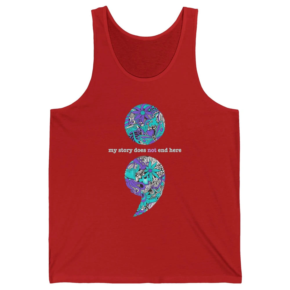 Semicolon Suicide Awareness Suicide Prevention Teal Purple Unisex Jersey Tank