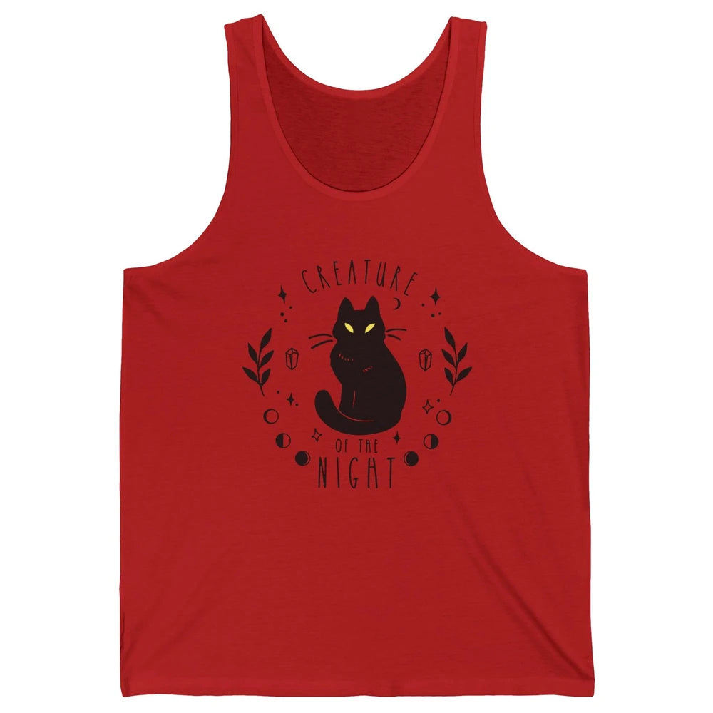 Black Cat Witch Creature Of The Night Halloween Cat Costume Unisex Jersey Tank