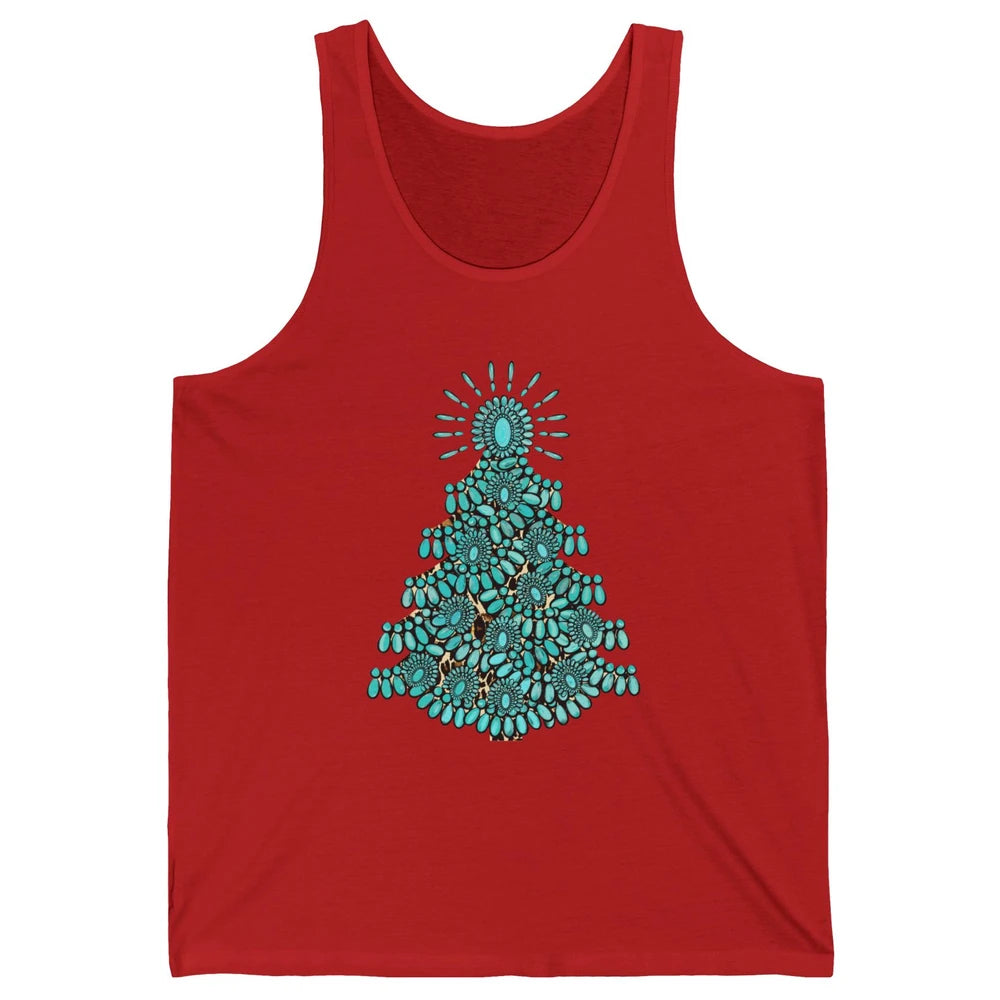 Turquoise Christmas Tree Western Christmas Country Farm Unisex Jersey Tank