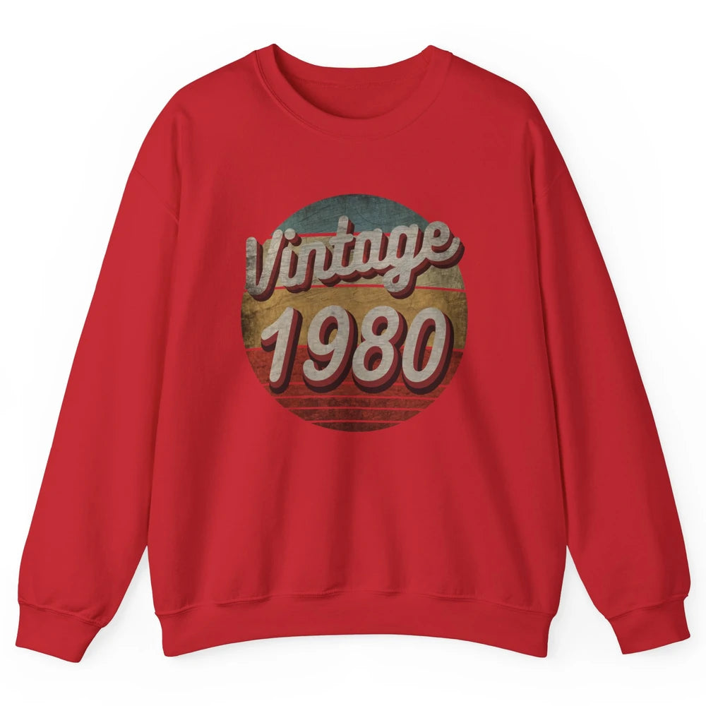 Retro Vintage 1980 Men Women Birthday Gift Born In 1980s Unisex Crewneck Sweatshirt