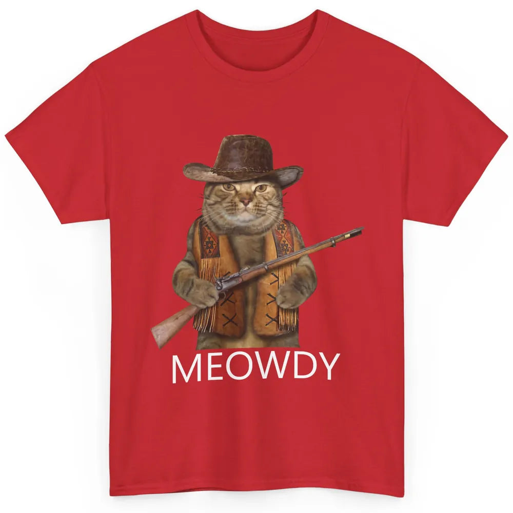 Funny Cat Cowboy Costume Meowdy Western Country Cat Lovers Classic Unisex T-Shirt