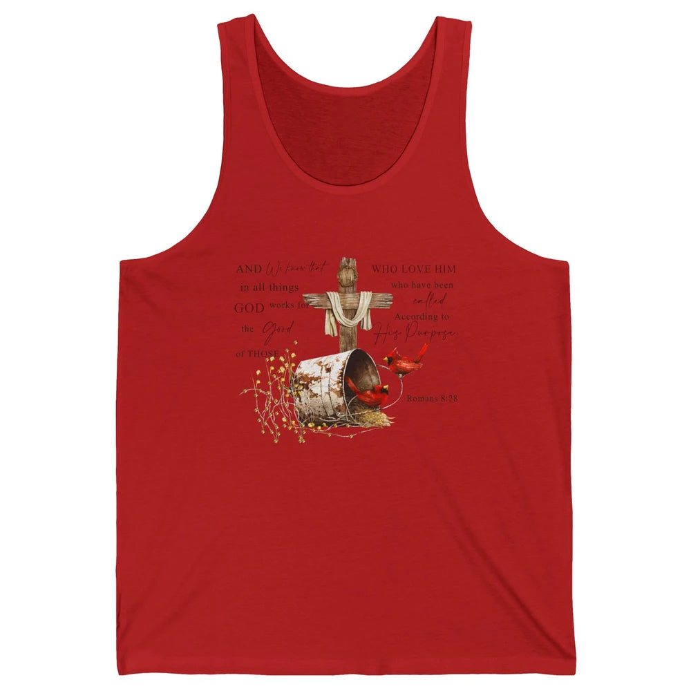 Cardinals Jesus Cross God Works For The Good Christian Gift Unisex Jersey Tank