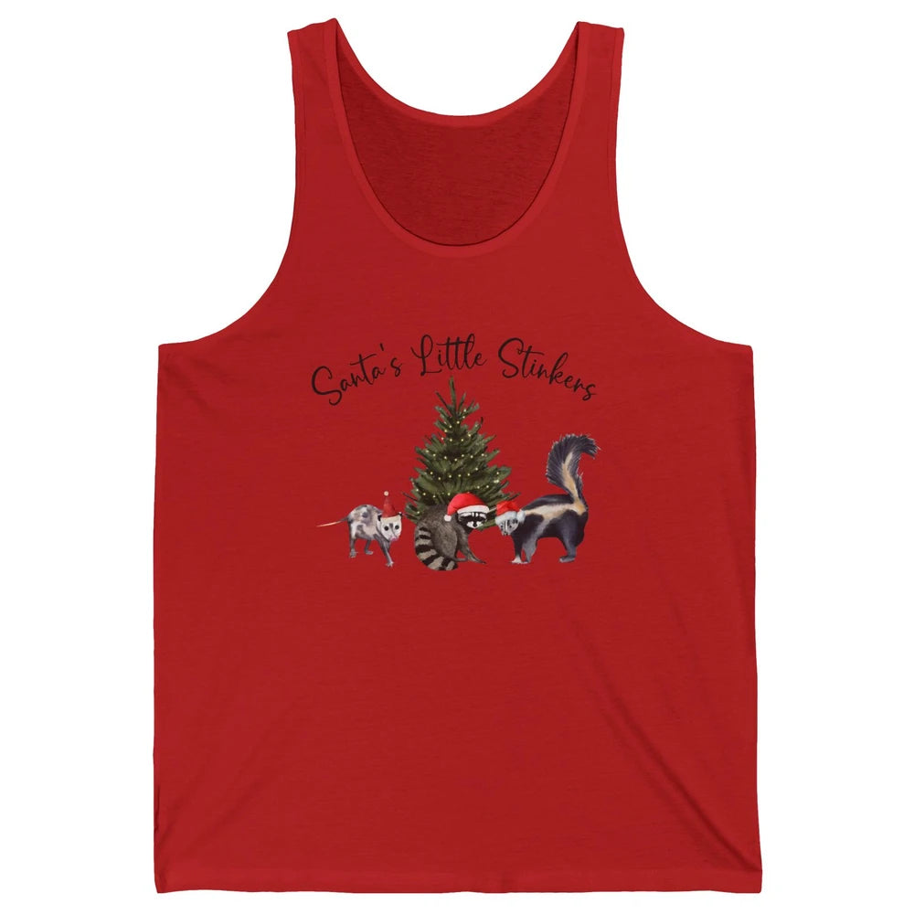 Funny Santa's Little Stinkers Christmas Raccoon Opossum Unisex Jersey Tank