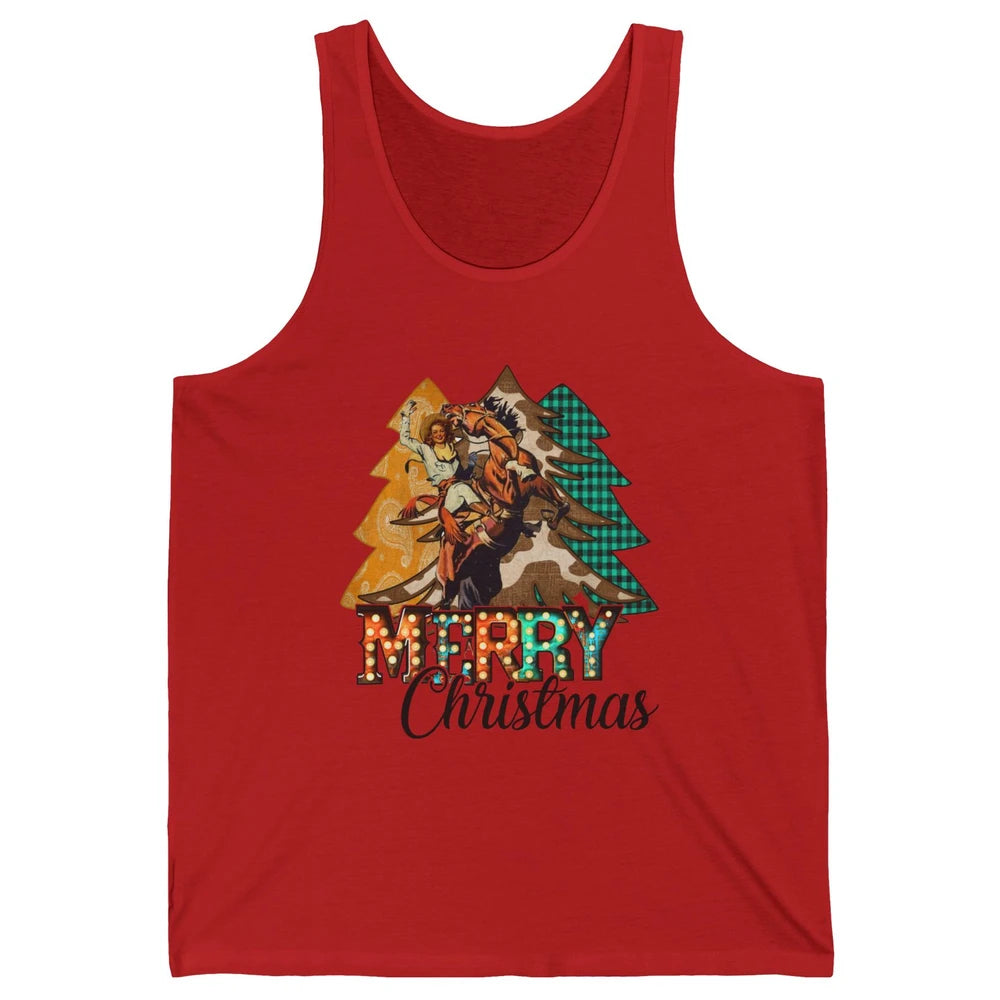 Rodeo Mom Cowgirl Christmas Tree Western Country Cowboy Gift Unisex Jersey Tank