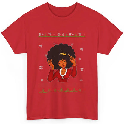 Ugly African Girl American Melanin Christmas Santa Hat Afro Classic Unisex T-Shirt