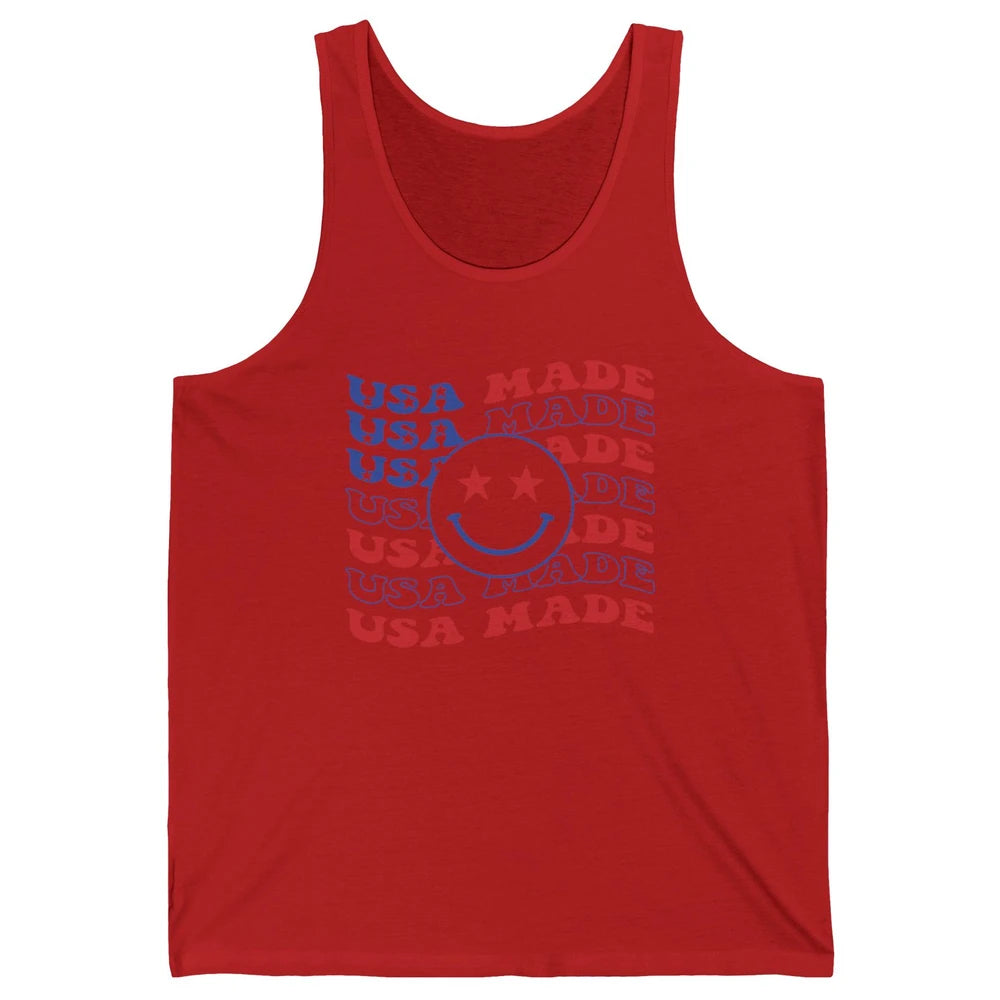 US Flag America Made Smiley Face July 4th American Patriots Unisex Jersey Tank