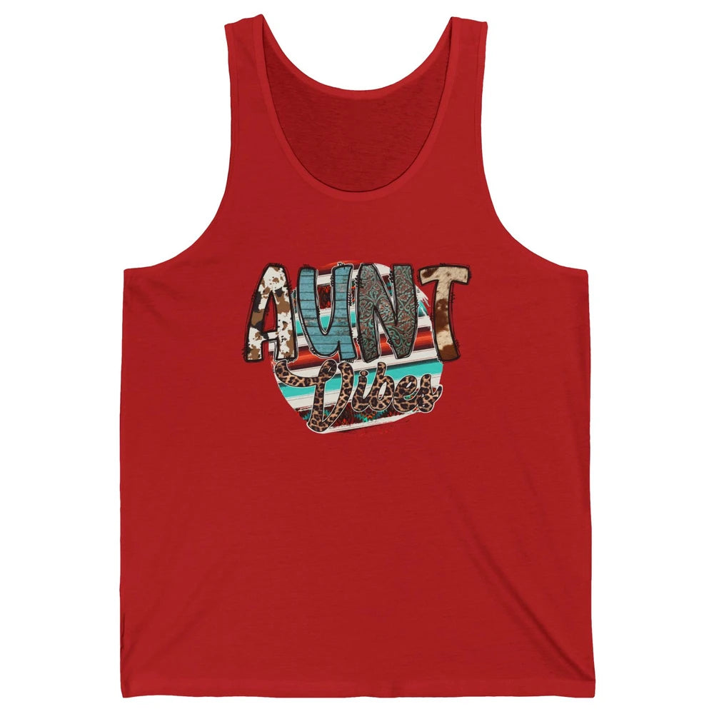 Aunt Vibes Cowhide Leopard Turquoise Western Country Auntie Unisex Jersey Tank