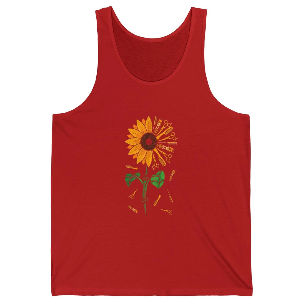 Barber Tool Sunflower Style Hairstylist Hairdresser Vintage Unisex Jersey Tank