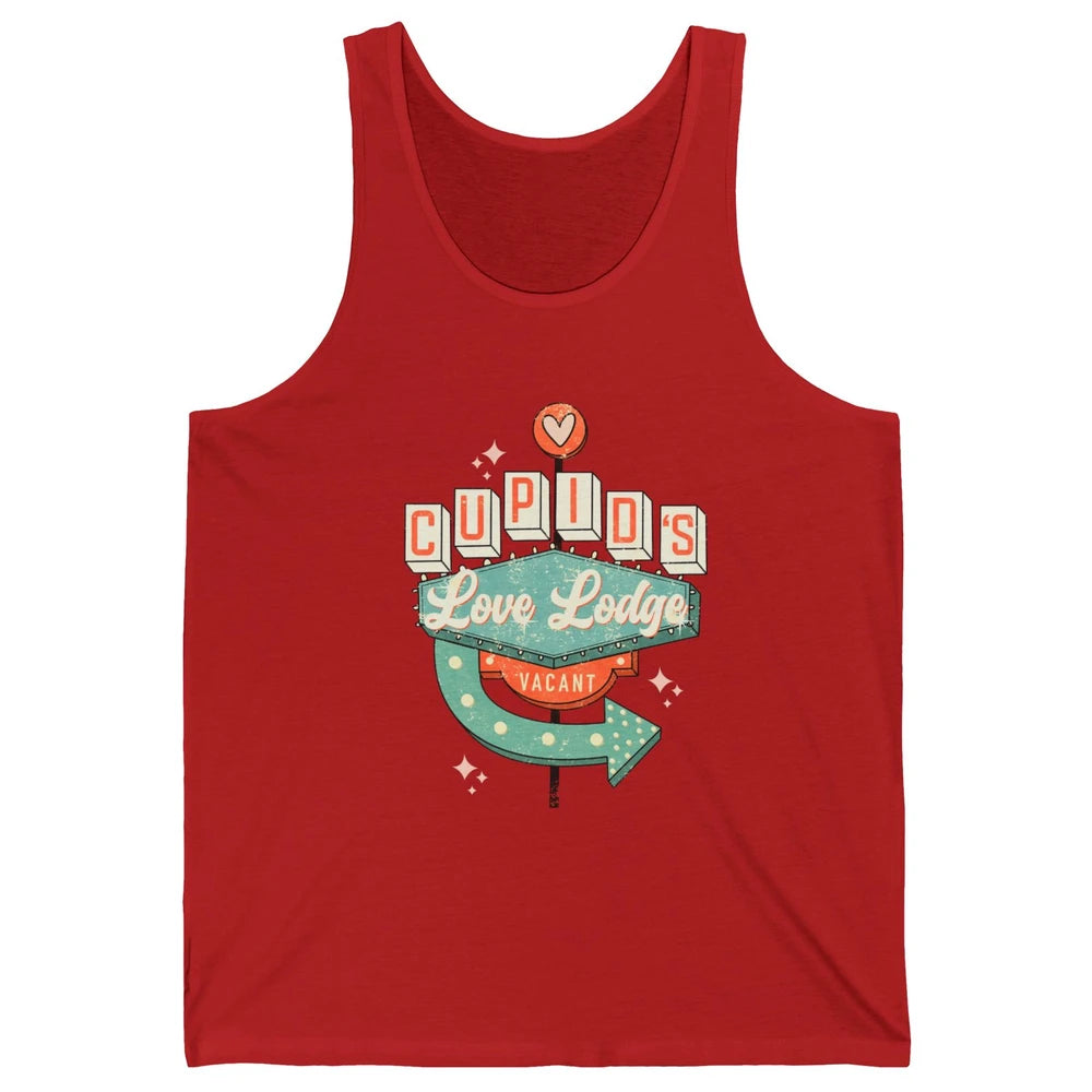 Retro Valentines Cupid's Love Lodges Funny Couples Valentine Unisex Jersey Tank