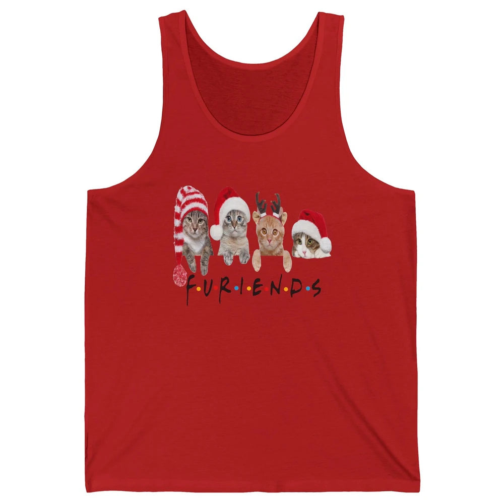 Funny Cat Furiends Merry Christmas Hat Santa Cat Lovers Gift Unisex Jersey Tank