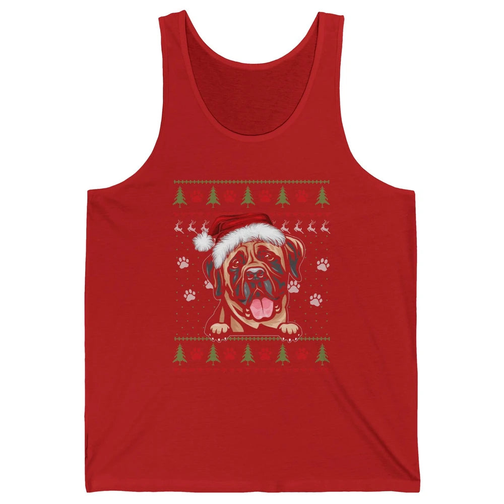 Merry Christmas Cute Santa Hat English Mastiff Dog Ugly Xmas Unisex Jersey Tank