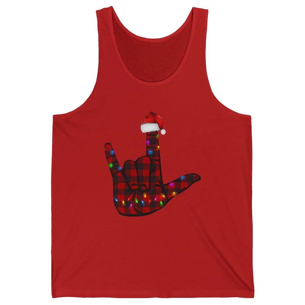 Merry Christmas Hand Sign Language Deaf Xmas Santa Hat ASL Unisex Jersey Tank