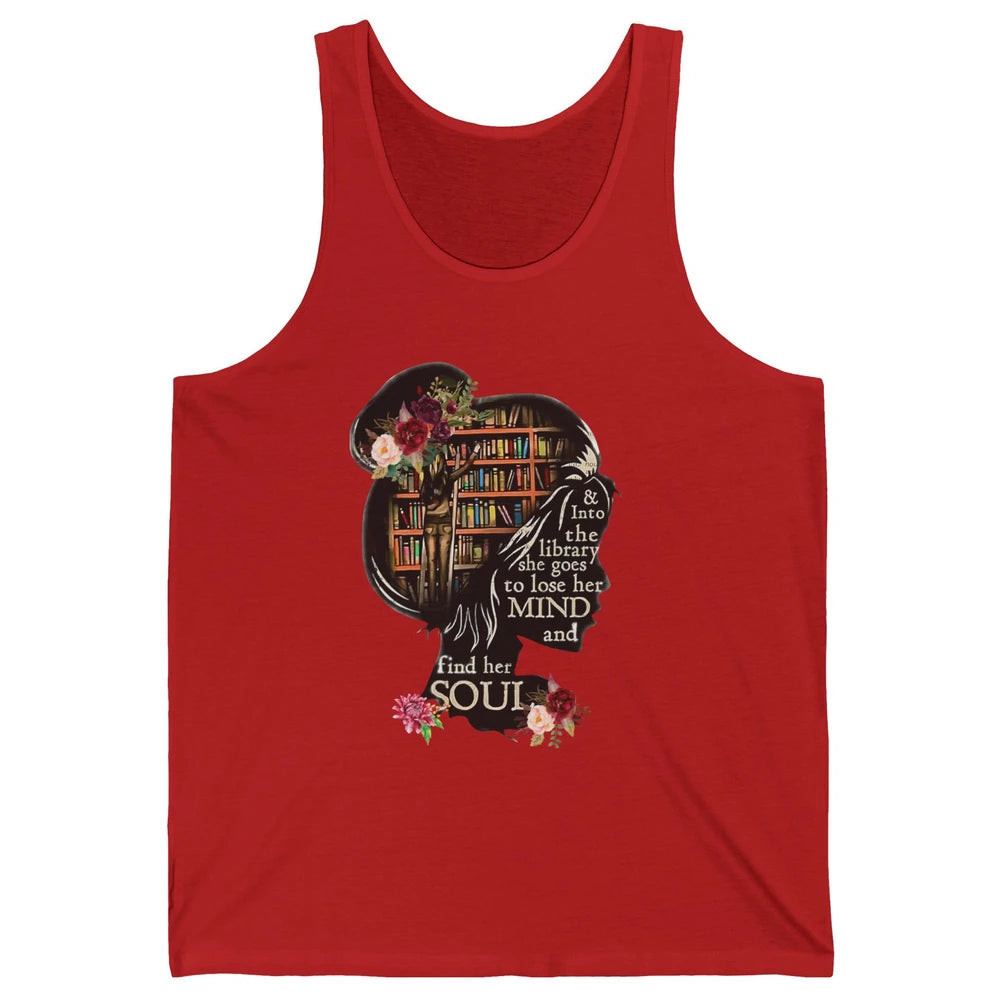 Bookish Into The Library She Goes Booknerd Reading Librarian Unisex Jersey Tank