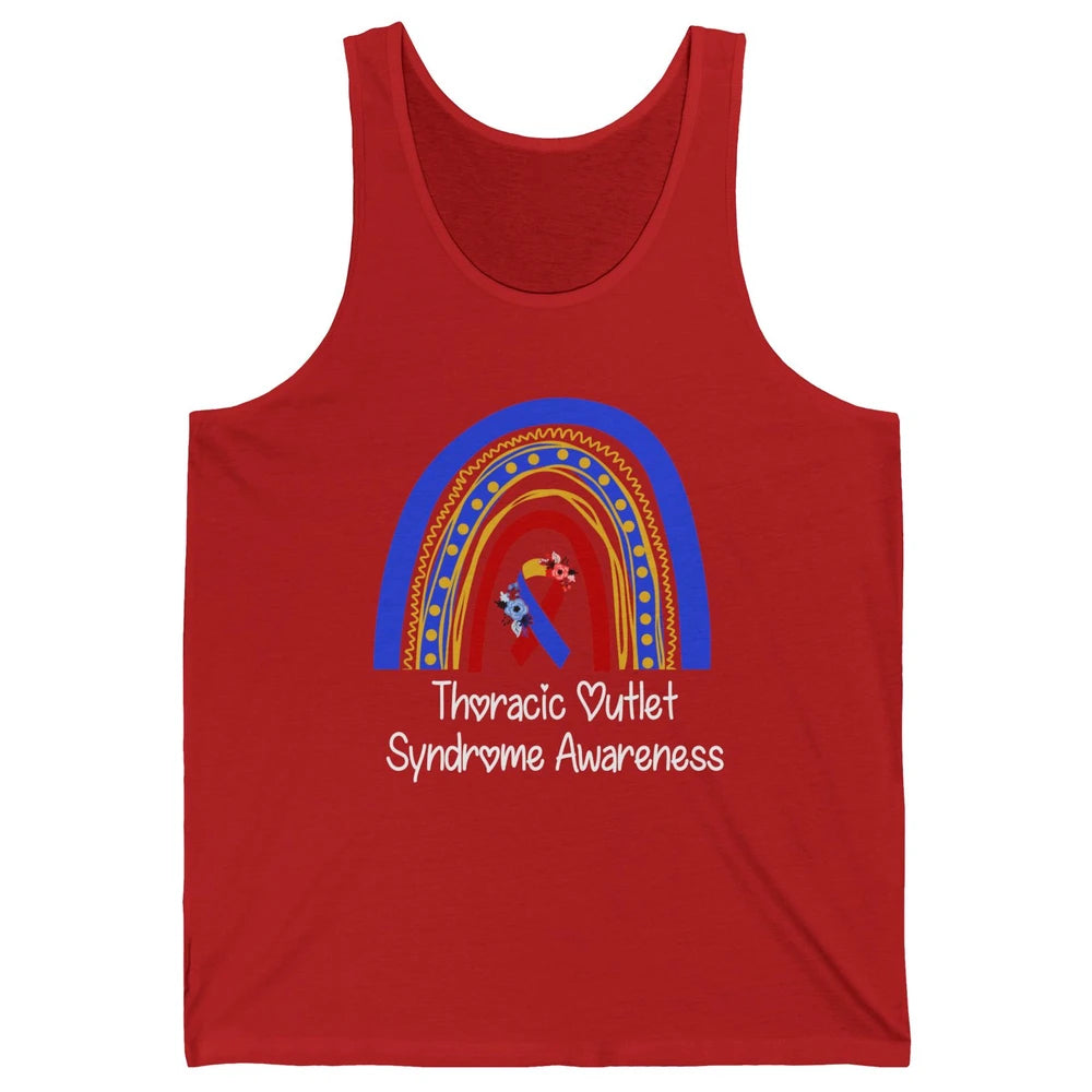 Thoracic Outlet Syndrome Awareness Floral Blue Red Rainbow Unisex Jersey Tank