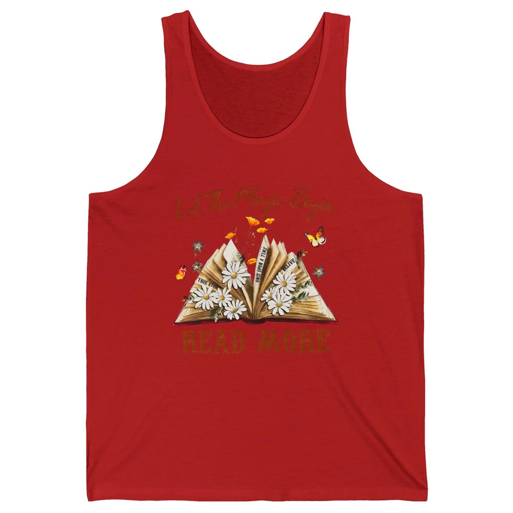 Aesthetic Read More Daisy Flowers Library Bookworm Butterfly Unisex Jersey Tank