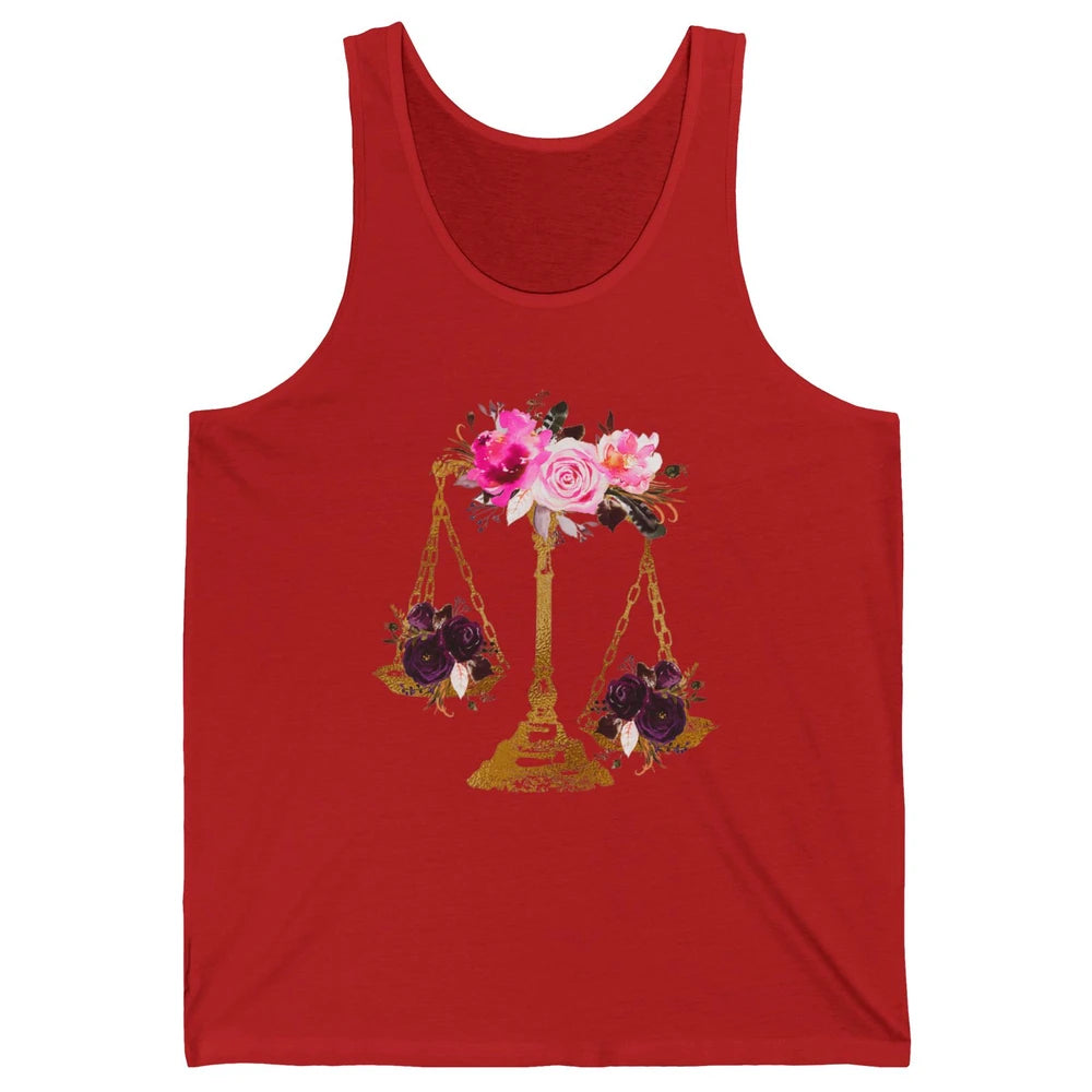 Wildflowers Lawyer Office Scales Roses Justice Law School Unisex Jersey Tank