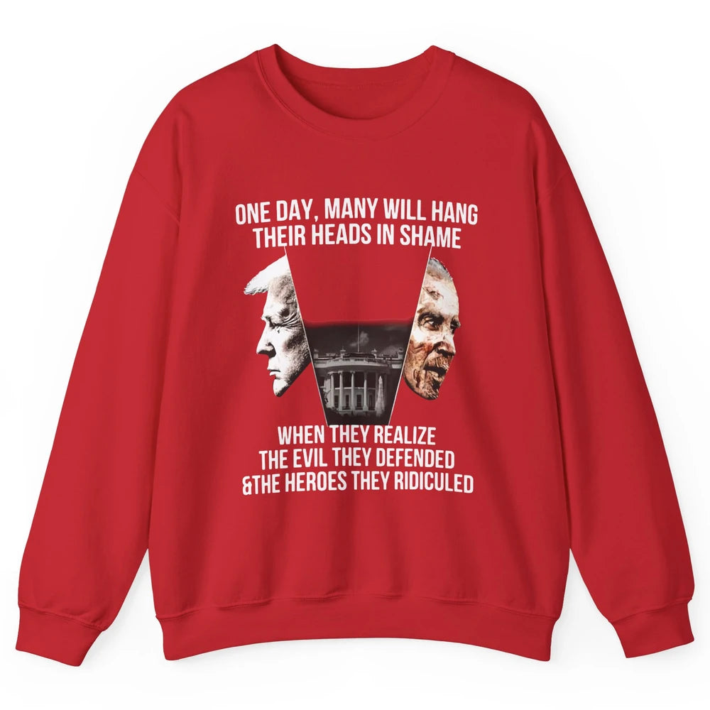 Trump Biden One Day Many Hang Their Head In Shame US Politic Unisex Crewneck Sweatshirt