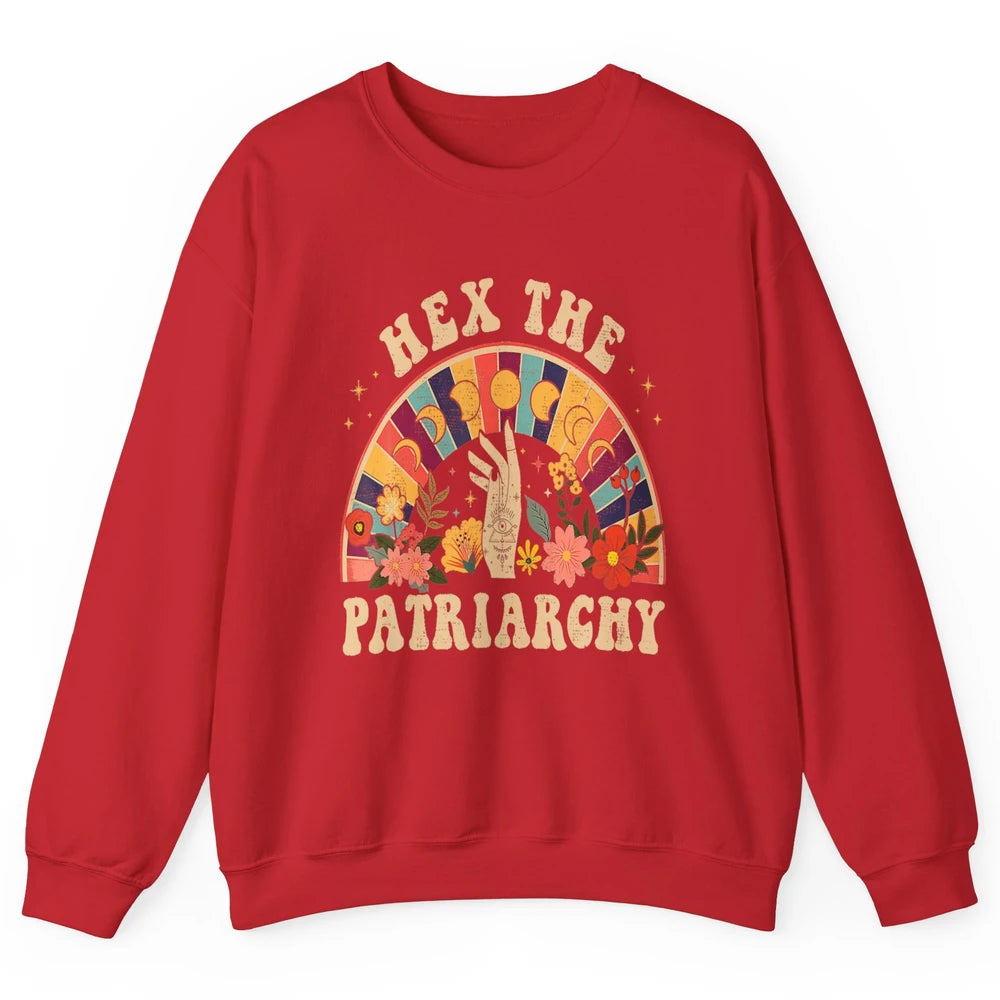 Witch Hand Hex The Patriarchy Halloween Moon Aesthetic Women Unisex Crewneck Sweatshirt